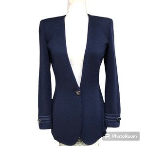 ST. JOHN Collection Blazer Wool Navy Blue Jacket